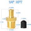 2Pcs Brass Air Inflator Adapter 1/4 NPT(M) to Standard Schrader Valve(M), Tan