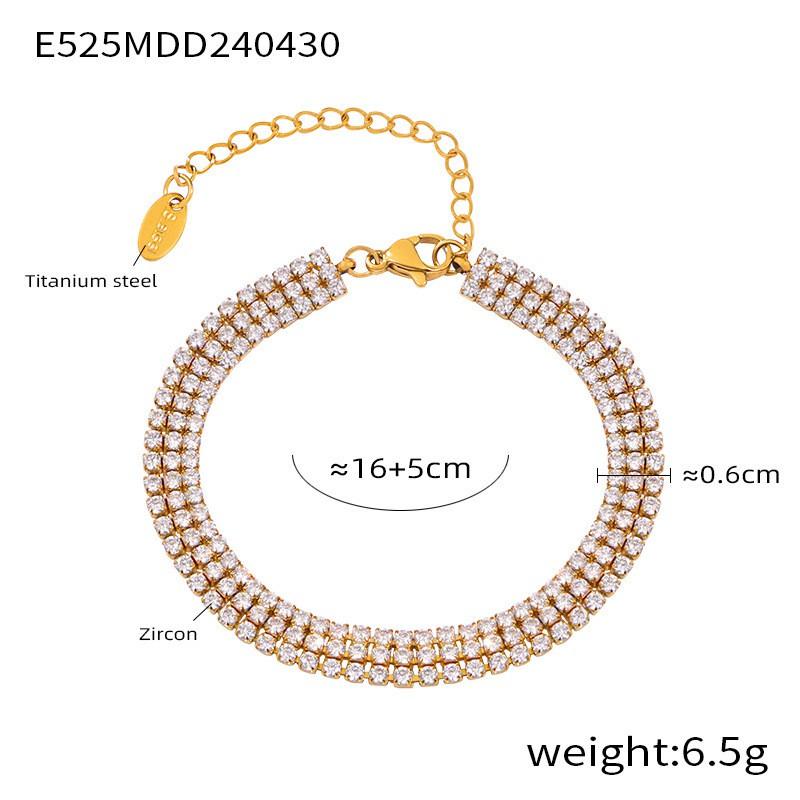 Elegant French-Inspired Tennis Bracelet With Full CZ Stone Setting Geometric Design Titanium Steel 18K Gold Plated Women
