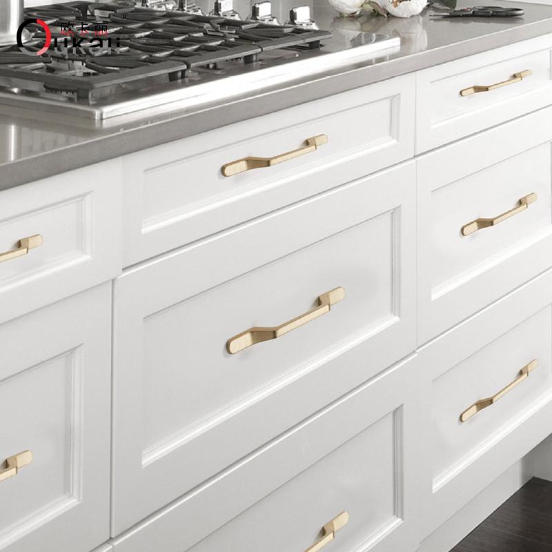 128mm Good Quality Die Casting Brushed Polished BrushedBrass Modern Design Luxury Kitchen Cupboard Cabinet Door Handle