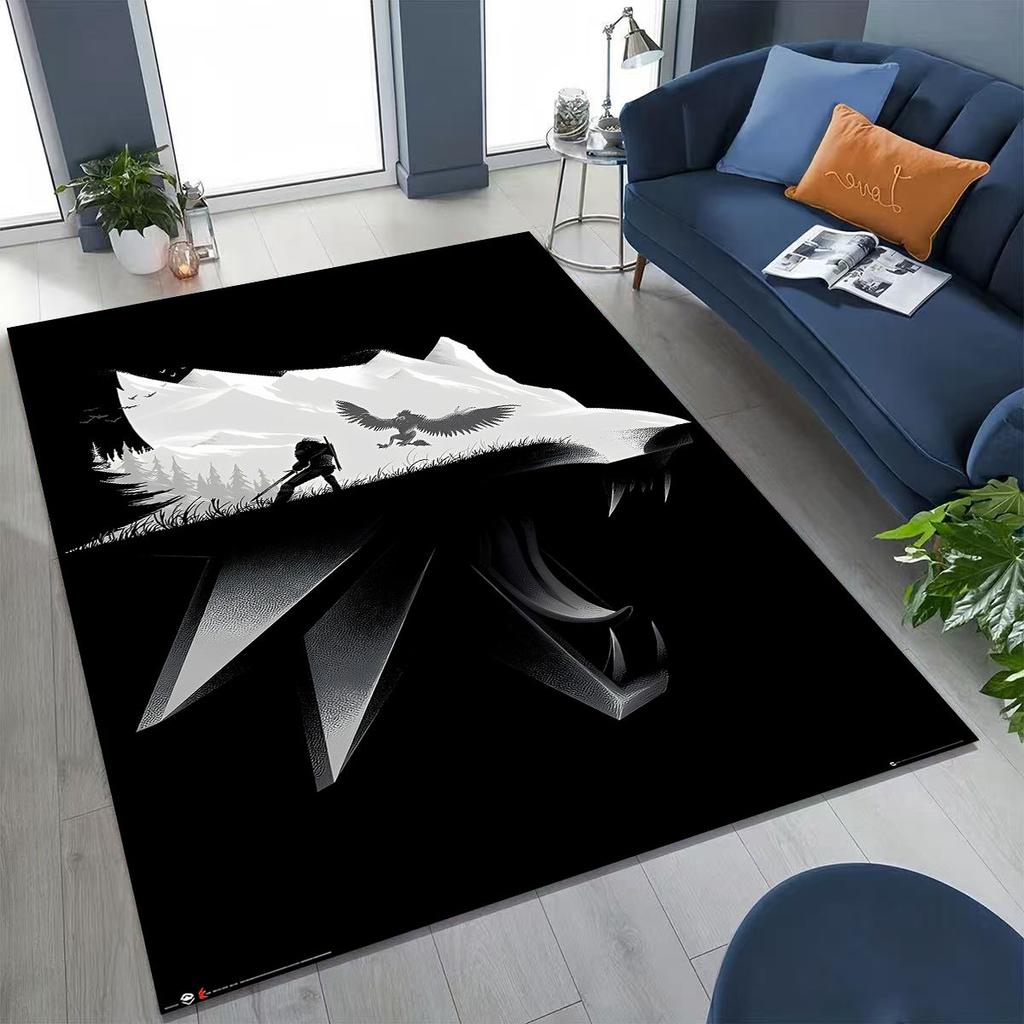 3D The W-Witcher Geralt Games Cartoon Rug for Bedroom Living Room Sofa Home Doormat Decor, Large Kid Play Non-slip Floor Mat