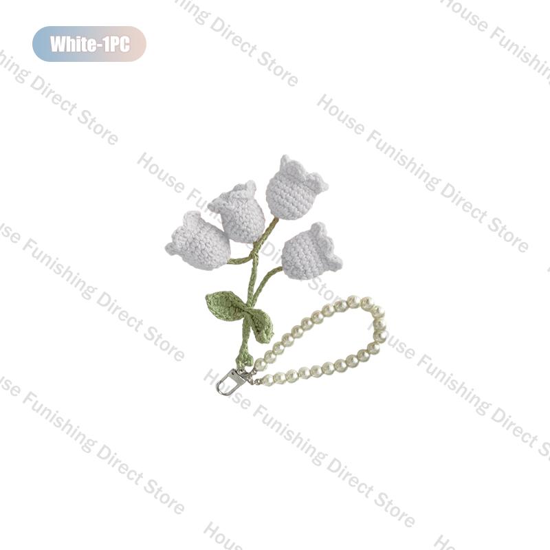 1-10PC Handmade Weaving Bag Pendant Lin Orchid Keyring Love Girl Pearl Chain Keychain Decoration Car Pendant Diy Bag Accessories