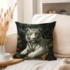 1pc Pillowcase, White Tiger Retro Art Print Cushion Cover, Soft Comfortable Polyester Short Plush Fabric, Single-Sided Print, Multi-Size Options: 45.7