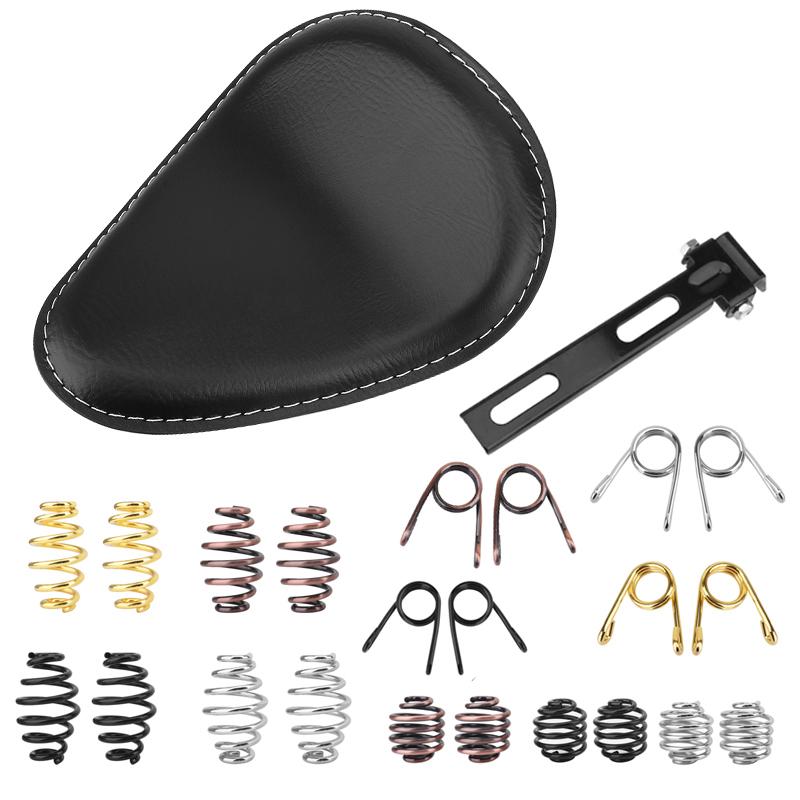 Motorrad Leder Sattel Sitz Retro Schwarzes Leder Einzelsitz für Harley Custom Chopper Bobber Honda Yamaha Kawasaki Suzuki