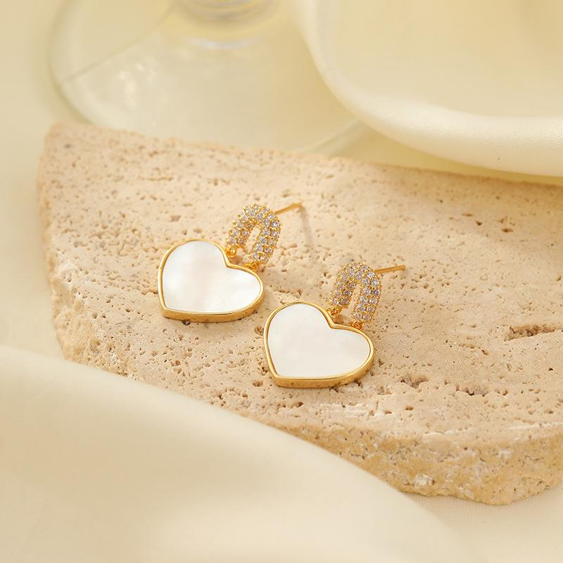 

Серьги-гвоздики Color Shell Love, легкие, роскошные, высокочувствительные, маленькие, ароматные, с инкрустацией цирконием, кирпичные, каплевидные, универсальные серьги с маслом 14k