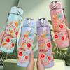 1PC Vivid Red Floral Bouquet 750ml Color Plastic Sports Water Bottle Leakproof Flip Straw Lid Suitable for Sports Office Home Use