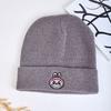 Warm Spandex/Polyester Knitted Beanie Cartoon Embroidery Autumn/Winter Unisex Adjustable Playful Trendy Black Blue Students Made