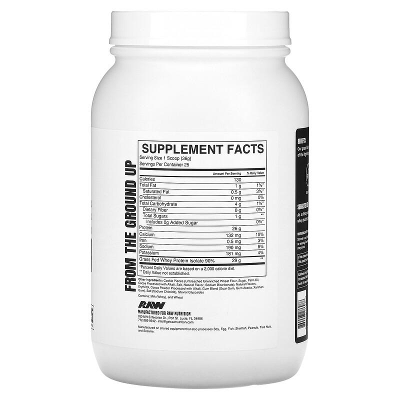 Grass Fed Whey Isolate Protein, Cookies and Cream, 1.98 lbs (900 g)