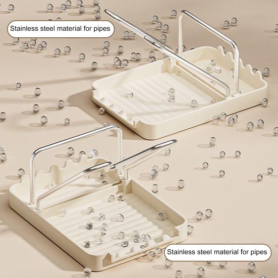 Pot Lid Storage Rack Kitchen Pot Lid Stand with Drain Tray Spoon