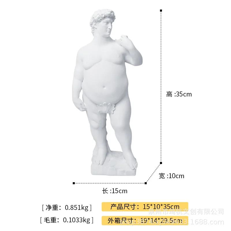 Creatividad Figura de Resina Escultura David Obesidad David Gordo Artesanía Estatua Hombre Desnudo Arte Corporal Adornos Decoración del Hogar