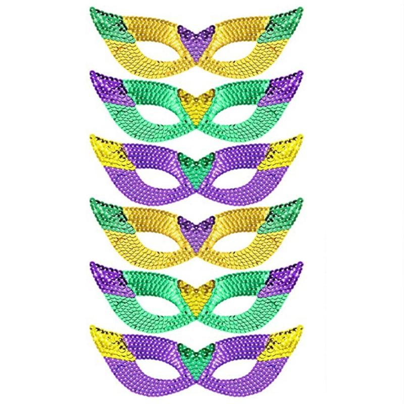 3Pcs Mardi Gras Costume Tricolor Eyemask Neckerchief Feathers Headband for Event and Party Favors Carnival Party Supply