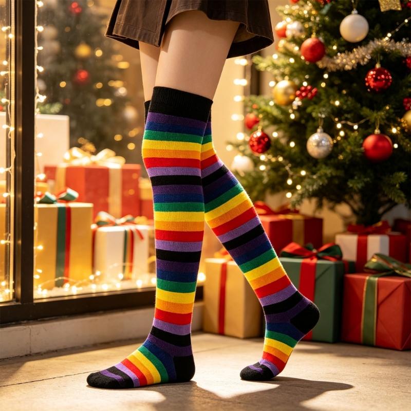 Fingerless Gloves Arm Warmers Over-the-Knee Socks Halloween Costume Matching Thigh High Socks and Arm Sleeves, One Coordinated Set for Themed Setting,