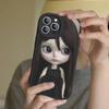 Dark Cute Girl Doll Art Phone Case For IPhone 16 15 14 13 Pro Max 11 12 Plus Leather Silicone Cover