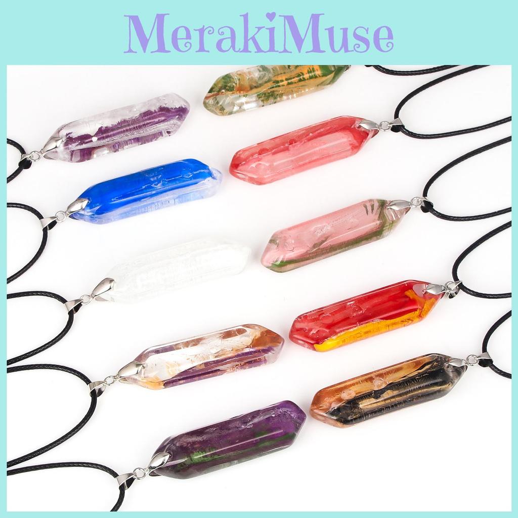 Natural Hexagon Stone Necklace With Crystal Bullet Pendant For Fashion Wear