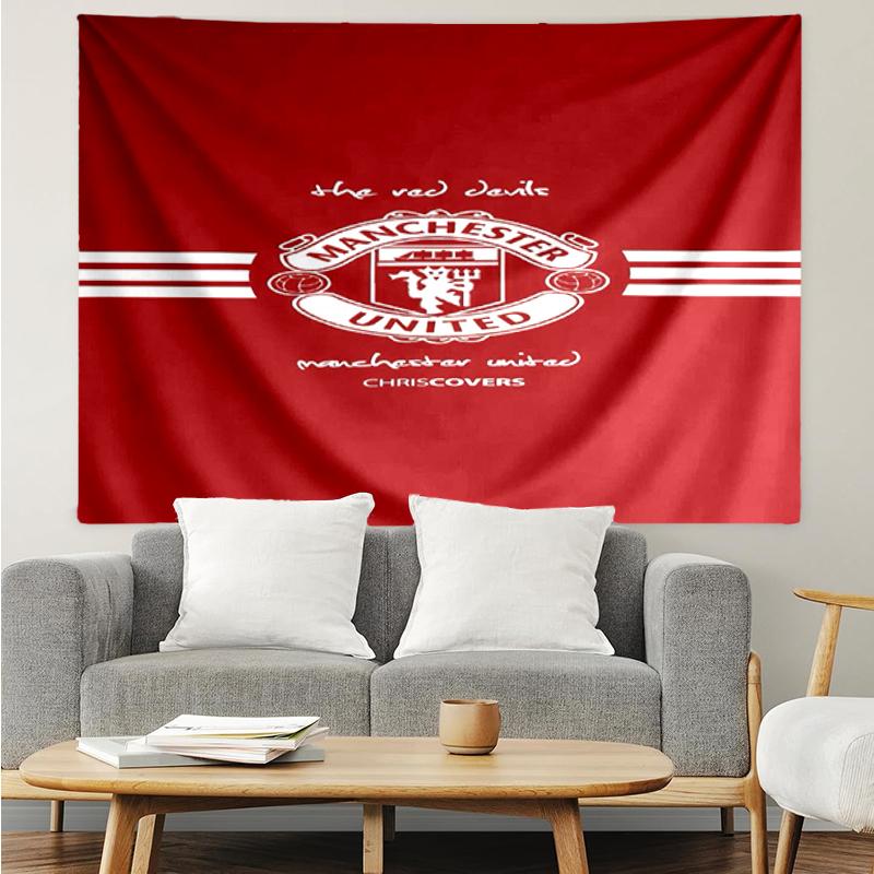Manchester United Print Tapestry, Backdrop, Easy Setup, Ideal for Bedroom, Office & Living Room, with Aesthetic Wall Hanging Decor.