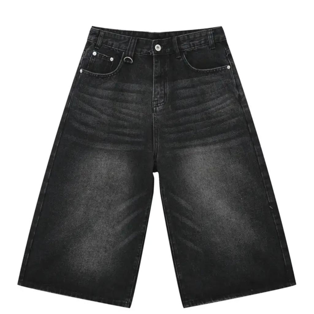 Hot-selling American retro jeans men's design sense loose wide-leg straight cropped pants