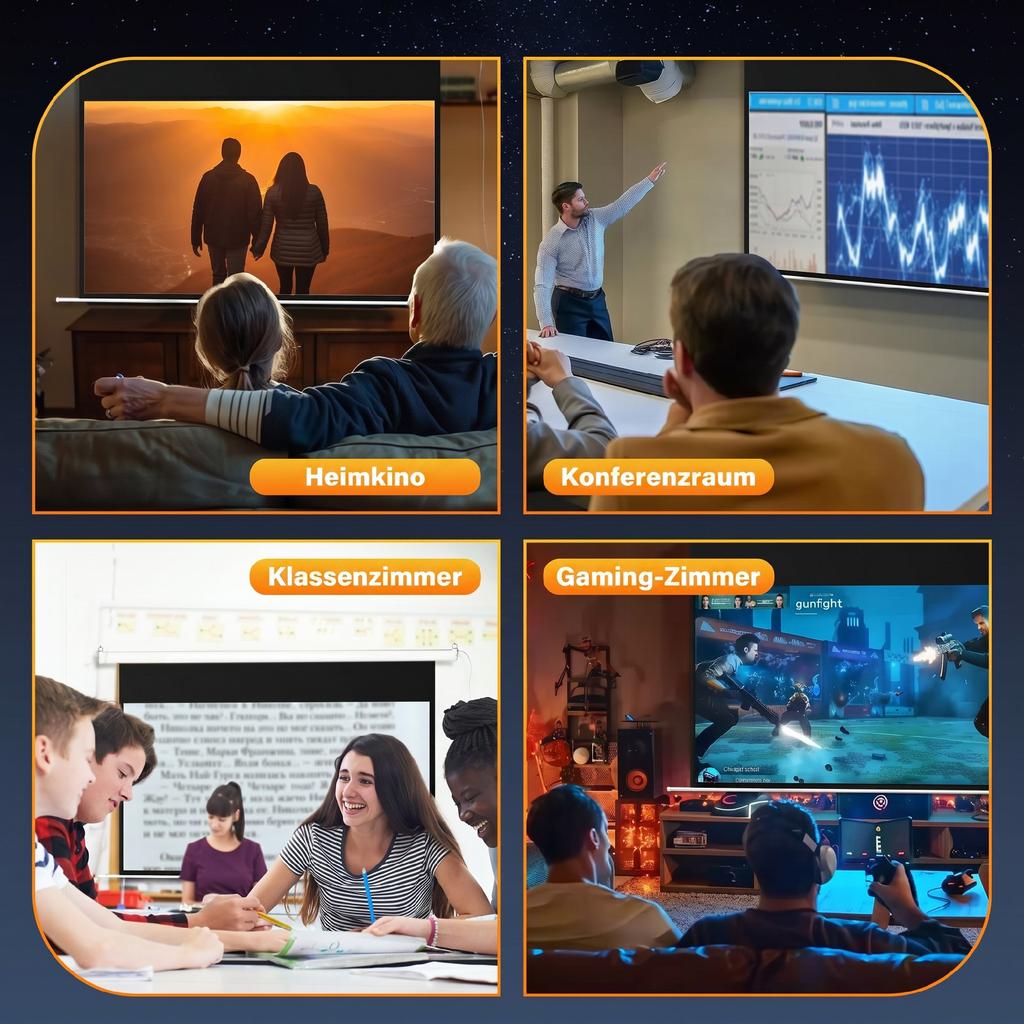 Projector Screen 212 x 150 cm 120 Inch 16:9 HD 4K Electric Projection Screen with Remote Control, White
