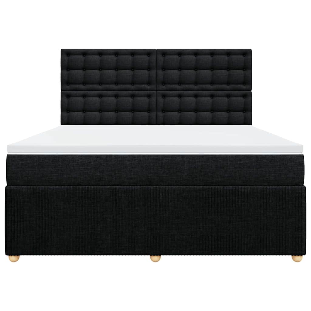 Box Spring Bed with Mattress Black 180 X 200 Cm Fabric