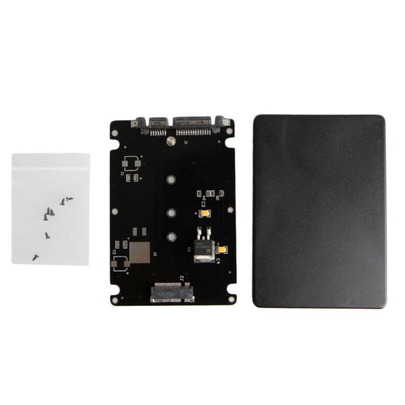 Black Case B + M Female 2 M.2 NGFF (SATA) SSD to 2.5 SATA Adapter for 2230/2242/2260 / 2280mm m2 SSD