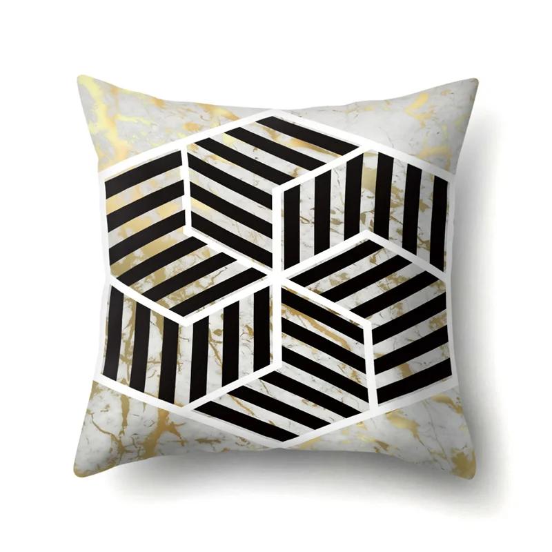 45x45cm Geometric Stripe Pillowcase Simple Marble Patchwork Cushion Cover Art Linear  Sofa Office Seat Home Decor