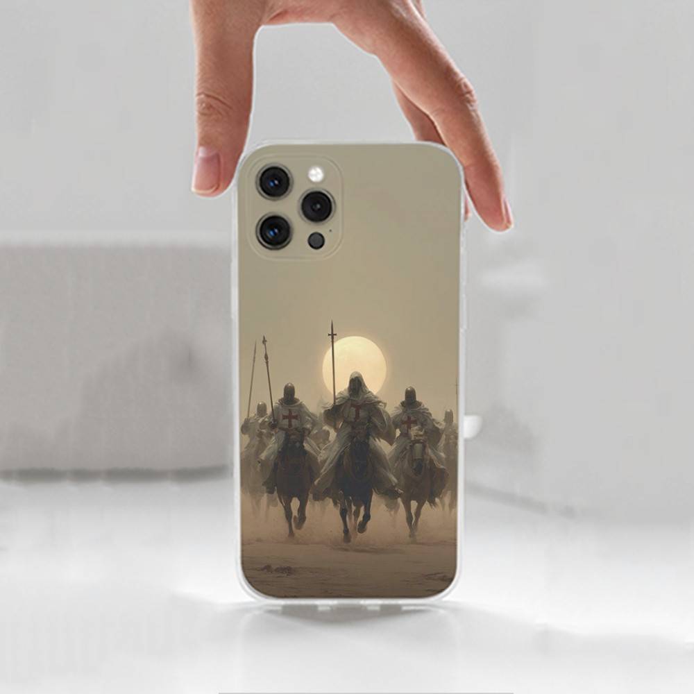Crusaders Belief Knight Phone Case For iPhone,14,13,XR,SE,12,15,Pro,Max,Plus,11,17,16,X,XS,Mini Transparent Soft Cover