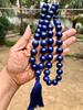 14 mm round 36"+ Indian Origin Lapis Lazuli 54+1 Guru Bead Japa Mala, Jaap Rosary, Yoga Prayer Healing Meditation September Birthstone