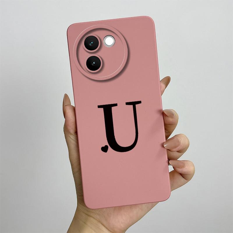 For Vivo V30e Case Vivo V30E 5G V2340 V2339 Phone Case Cute Initial Letters ShockProof Matte Silicone Soft Protective Back Cover