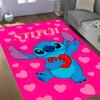 Pink Stitch Heart Background Disney Cartoon Theme Anti-Slip Rug - Polyester, Home Decor, Suitable for Bedrooms, Living Rooms, Doorways, and Studios