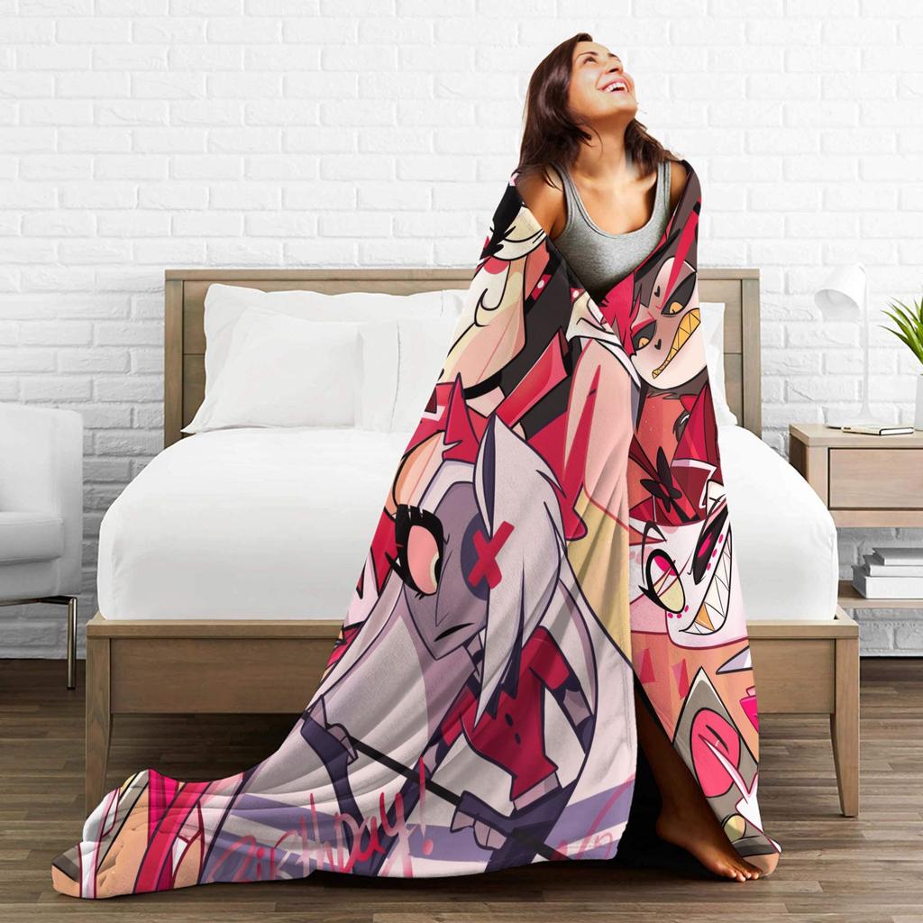 2025 H-Hazbin Hotel Charlie Cartoon Flannel Blanket  Warm Throw Blanket for Bedroom Picnic Print Bedspread Sofa Bed Cover