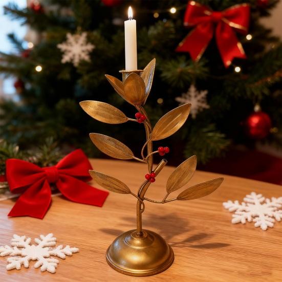 Iron Art Branch Candle Holder Vintage Metal Leaf Candlestick Home Living Room