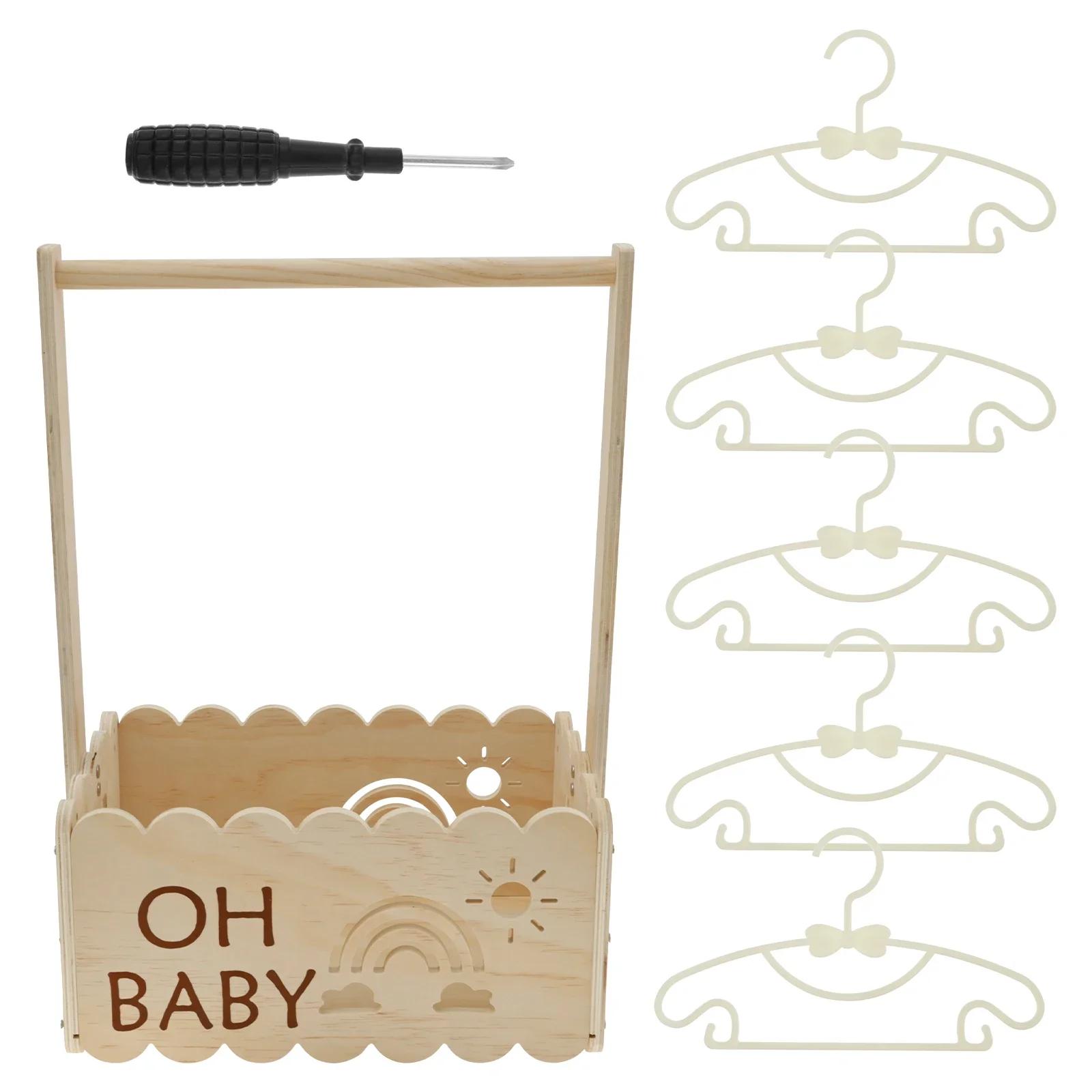 

Wood Baby Shower Crate Closet Infant Storage Crate with Hangers Large Capacity Toy Storage Basket for Bathroom for New Parents