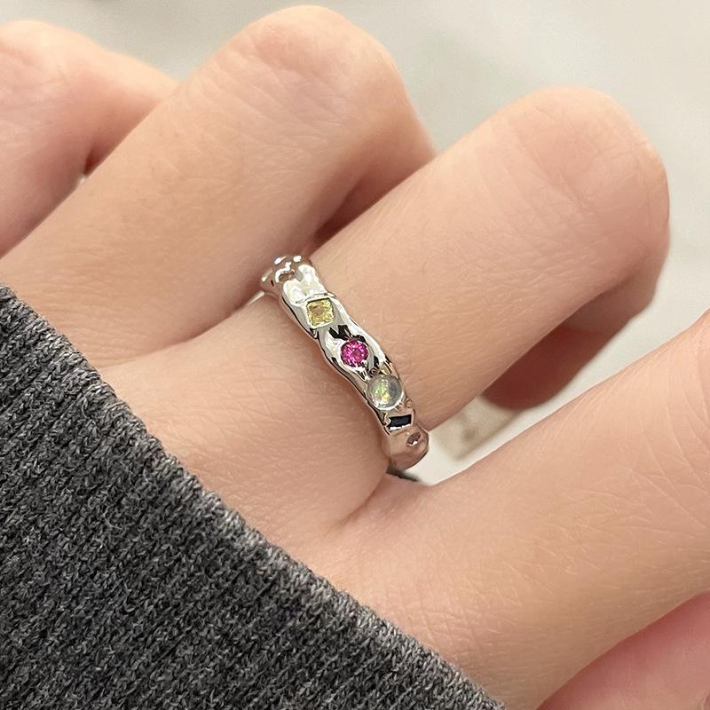 Niche Design Cold Wind Stacking Wearing Couple Open Ring Dripping Oil Personality Advanced Sense Dopamine Woman