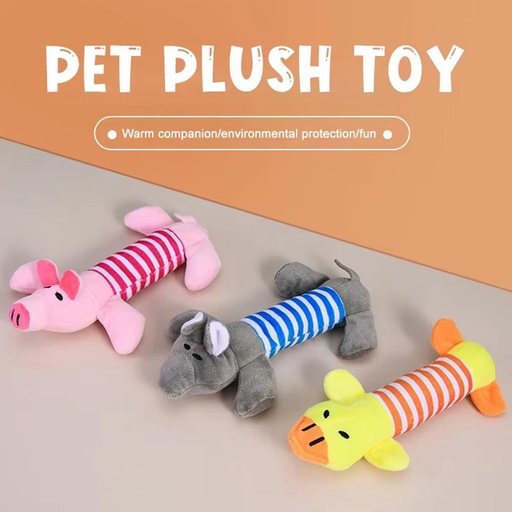Cartoon Plush Pet Dog Toy Bite Resistant Decompression Duck Piglet Elephant Shapes with Cute Sounds Soft Squeaker Pet Chew Toy
