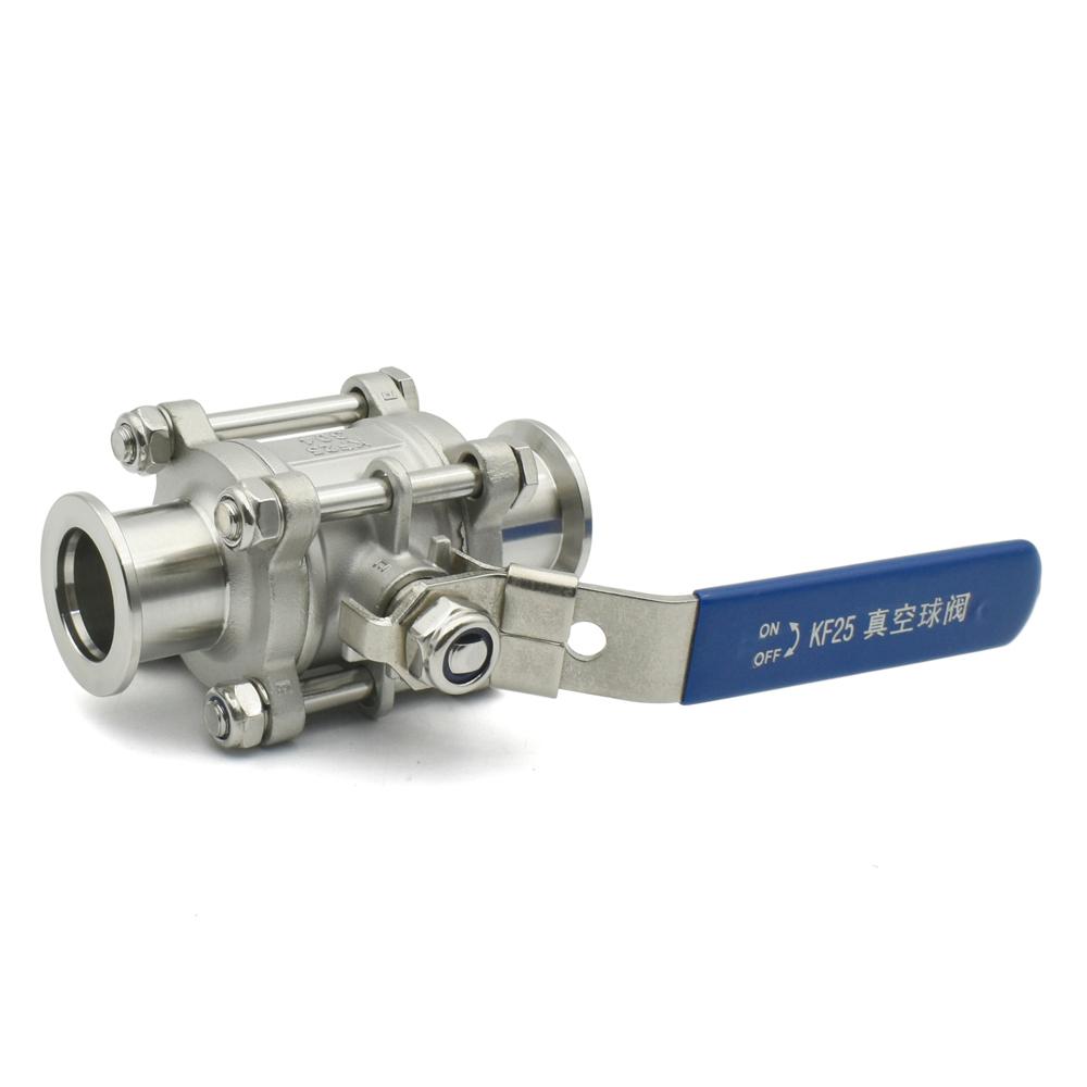 KF16 KF25 KF40 KF50 3-piece High Vacuum Manual Ball Valve SUS304 Stainless Steel KF Vacuum Ball Valve