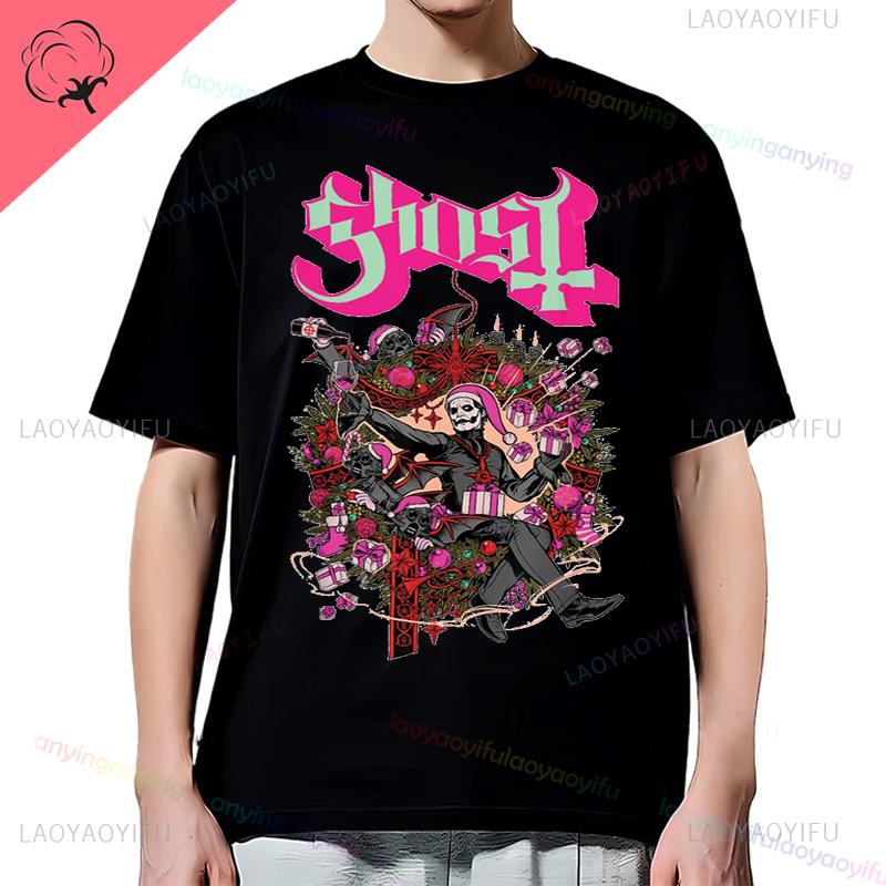 Y2K-Ghost-Band-T-shirt Mens Rock Band Graphic Pattern Cotton T-shirt Casual Vintage Horror Style Harajuku Short-sleev Women Top
