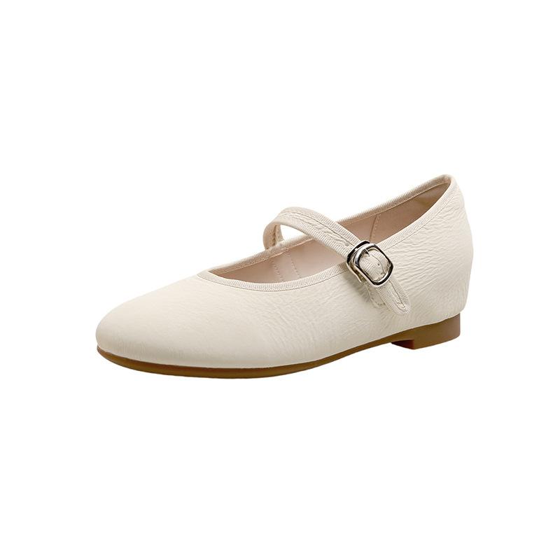 Wewnętrzne podwyższenie płytkie buty pojedyncze damskie lato nowe miękkie płaskie dno moda wszechstronne Ou Ruofeng casual Mary Jane baleriny