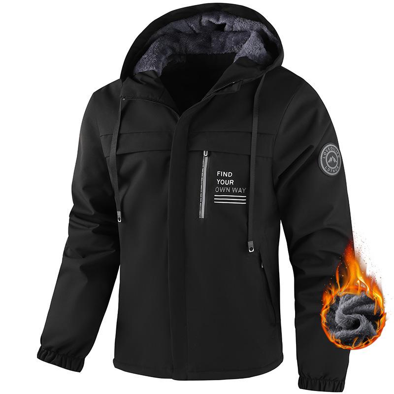 Herren Winter Plus Samt Verdickte Kapuzenjacke für Outdoor-Sport & Freizeit