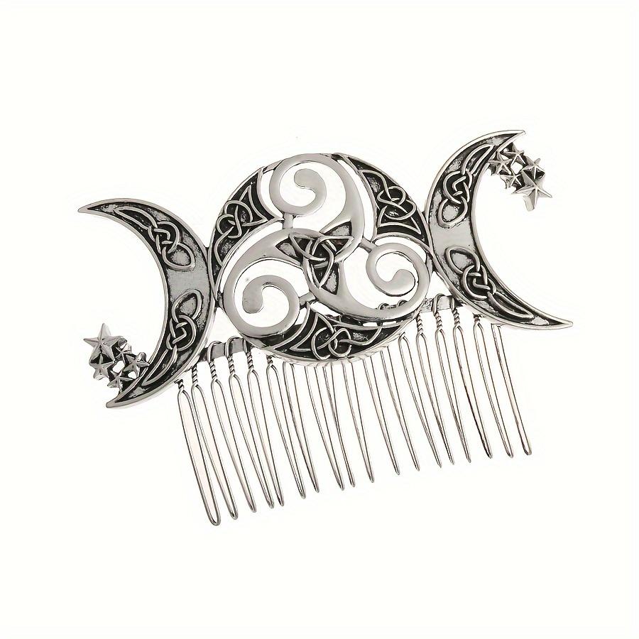 1pc of Vintage Dark Style Metal Double Moon Hair Comb Hair Accessory