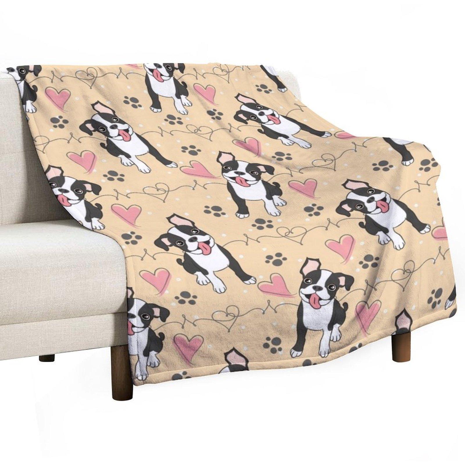 

ЛЮБОВЬ Бостонский терьер / Черный 2 Плед Одеяло Дизайнеры Мягкий Клетчатый Роскошный Бренд Одеяла 30x40in