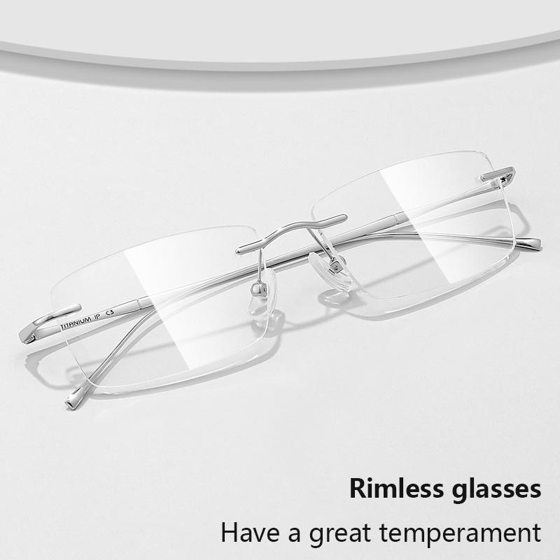 Pure Titanium Glasses Anti Blue Light Men's Eyeglasses Frames Luxury Brands Rimless Glasses Women Pure Titanium Computer Lenses