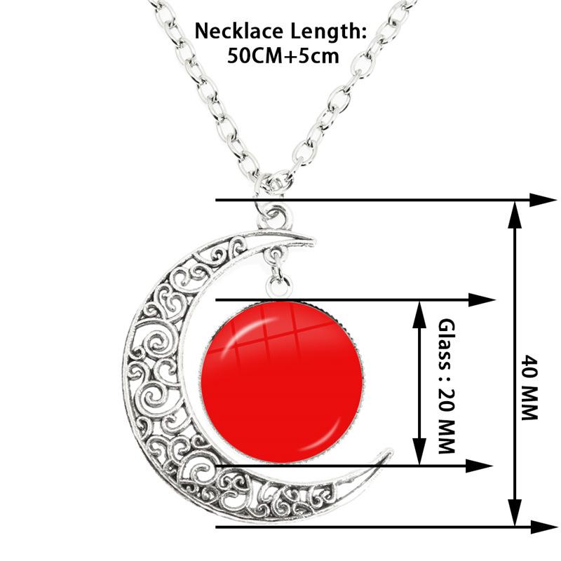 Phase Of The Moon Necklace Handmade Glass Dome Full Moon Lunar Eclipse Necklace Pendant Jewelry Gift for Astronomy Enthusiast