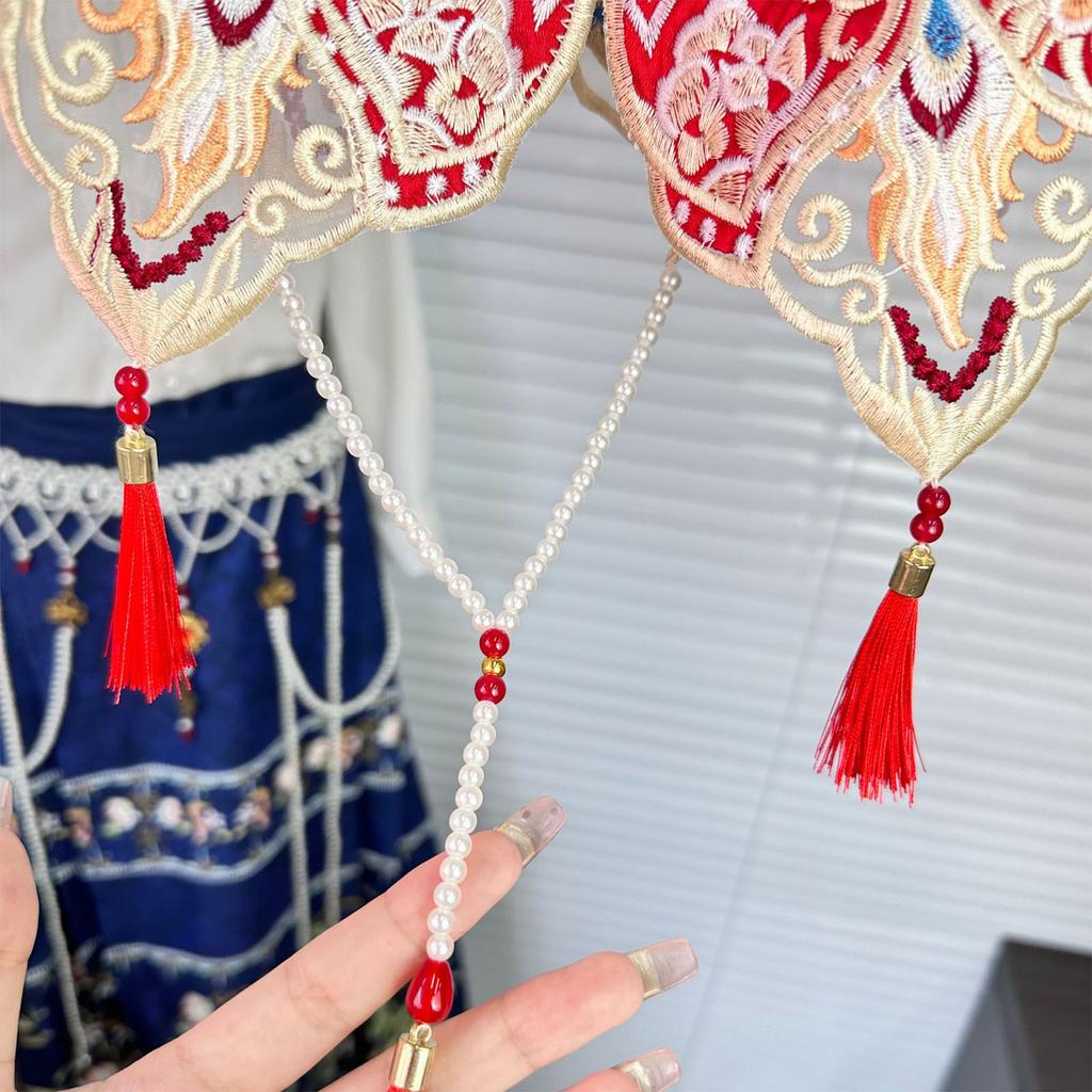 Ethnic Fringed Faux Collar Decorative Half Shawl Cloud Shoulder Collar for Chinese Ancient Costume Festival Neckpiece