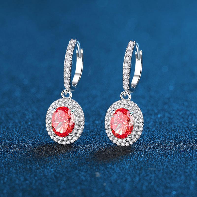 S925 Sterling Silver Radiant-Cut High Carbon Diamond Multicolor Earrings - Women s Luxury Fashion Ice Flower Design S925 Silver