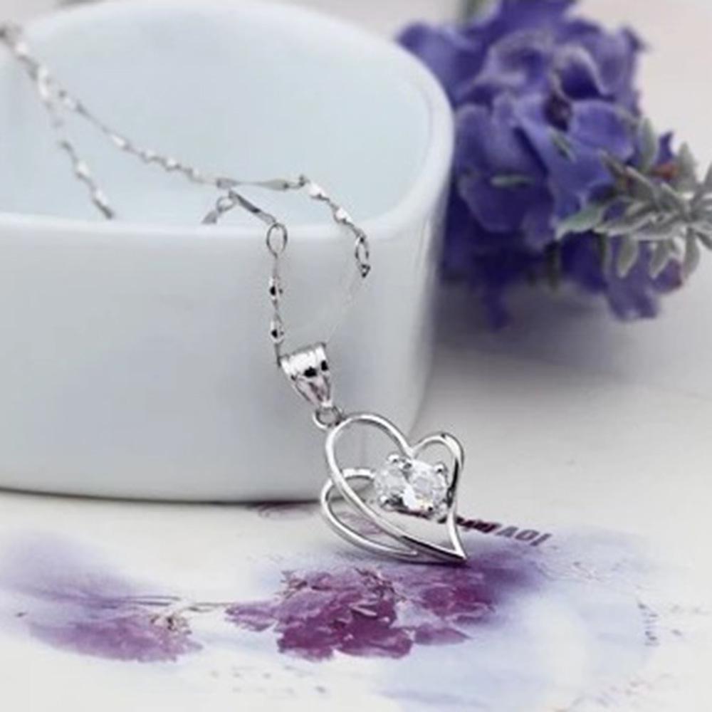 Weihua Korean-Style Heart-Shaped Silver-Plated Women's Necklace Pendant