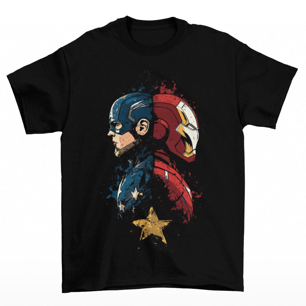Captain America Iron Man T-Shirt Unisex Cotton Adult Superhero Movies Freedom