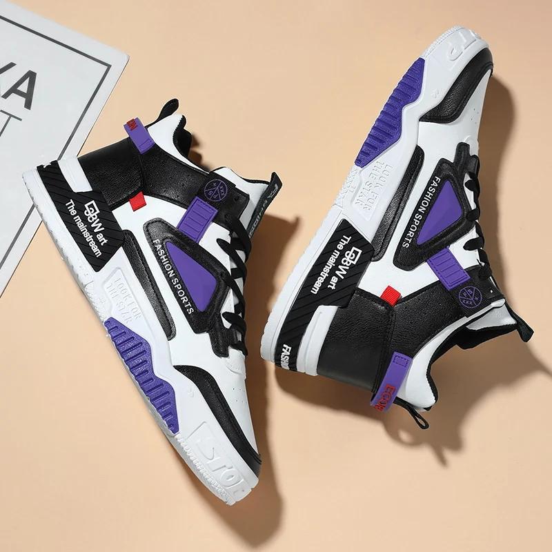 

Высокие повседневные кроссовки Осенние мужские ботинки на платформе Модные туфли для скейтбординга на шнуровке Универсальная обувь для студентов Botas Para Hombre 44 чёрный