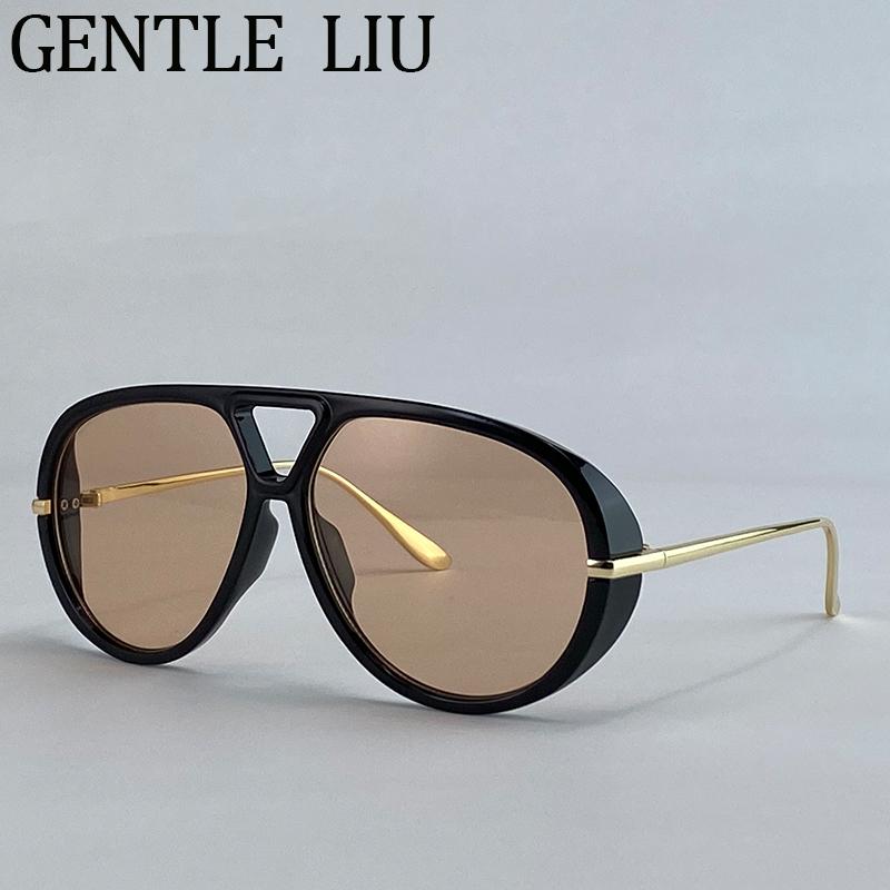 Oversized Pilot Oval Punk Sunglasses Women 2026 Luxury Vintage Big Frame Double Beam Sun Glasses For Lady Outdoor Eyewear UV400