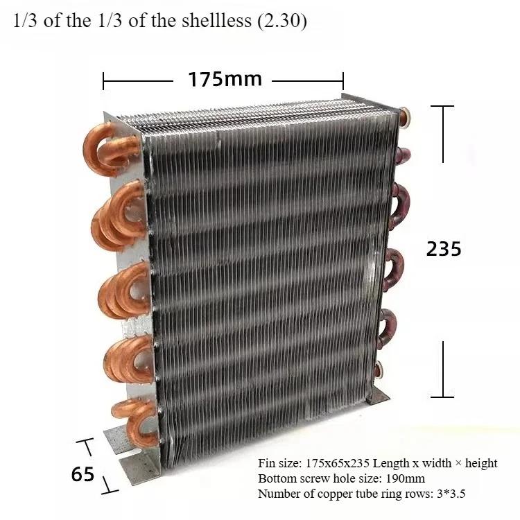 Copper Tube Aluminum Fin Heat Exchanger Condenser Coil Air/water-cooled Freezer Aluminum Sink Fin Radiator Shellless 1PC
