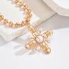 European & American Retro Imitation Pearl Cross Pendant Necklace - Luxurious Beaded Women's Accessory
