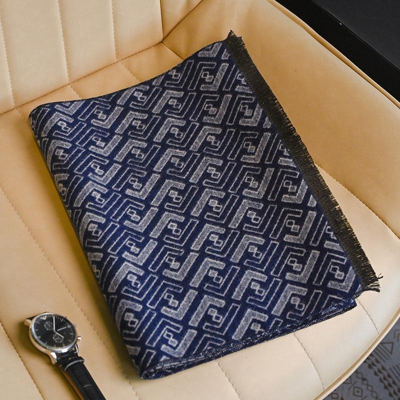 Men's Scarf Winter High-end Letter Fashion Scarf Men's Winter New Black Business Versatile Winter Containing Wool
