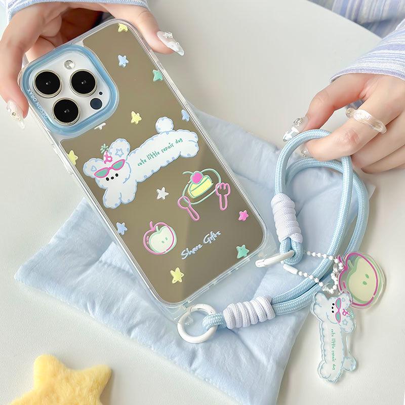 Zhitai Summer Lanyard Mirror Case for iPhone 14/15 Pro & 12/13 - Fits Apple Mobile Phones, Ideal for Women